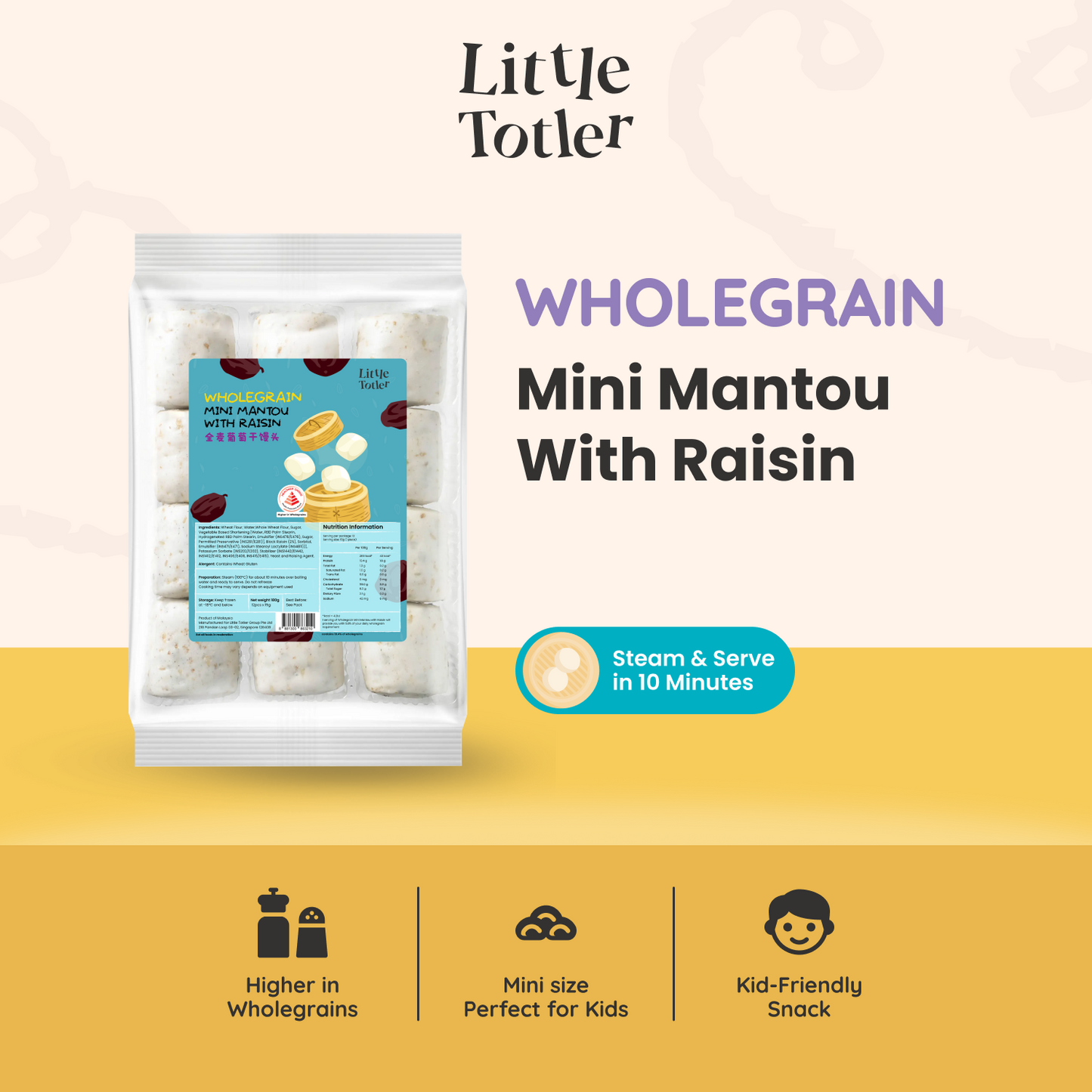 Wholegrain Mini Mantou with Raisin