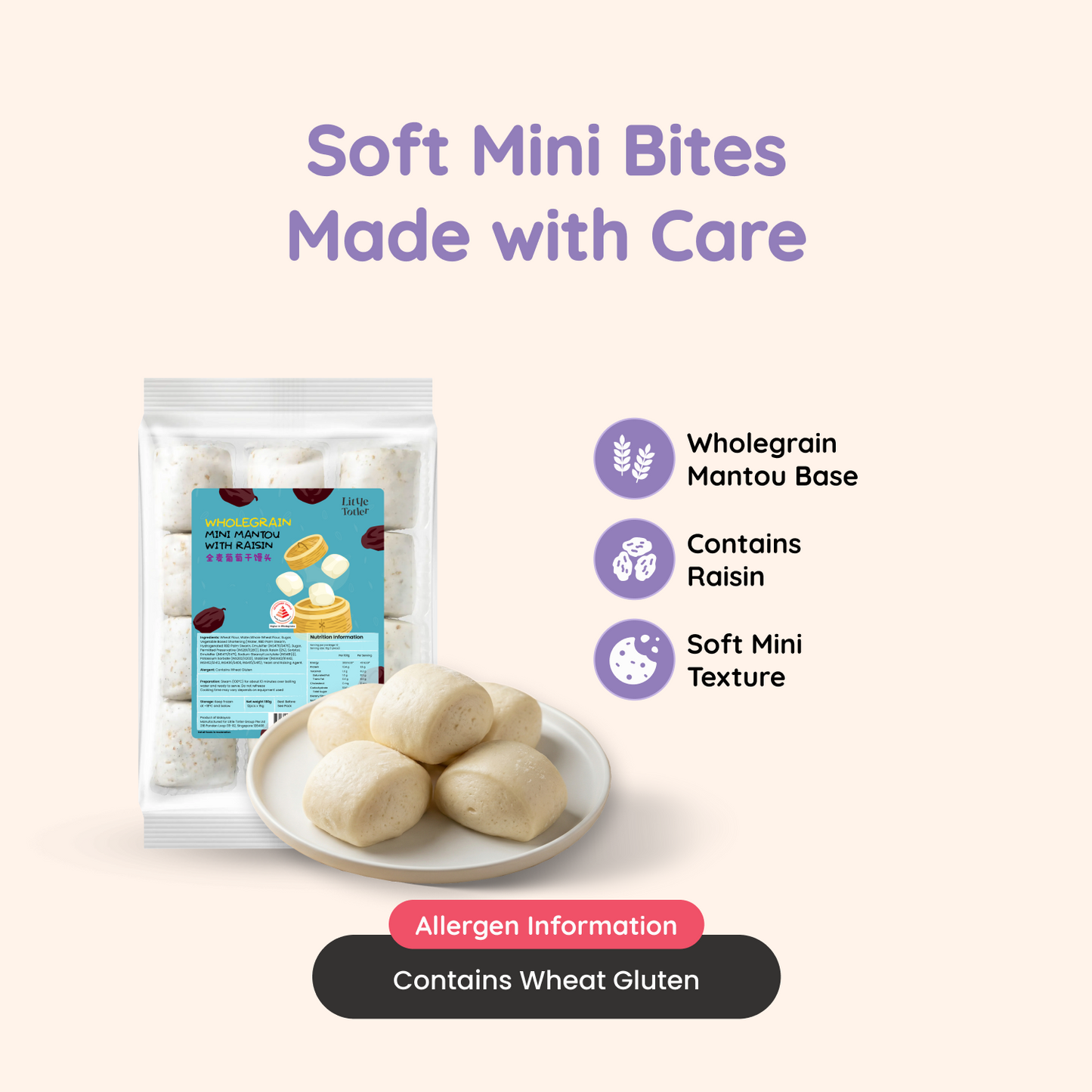 Wholegrain Mini Mantou with Raisin